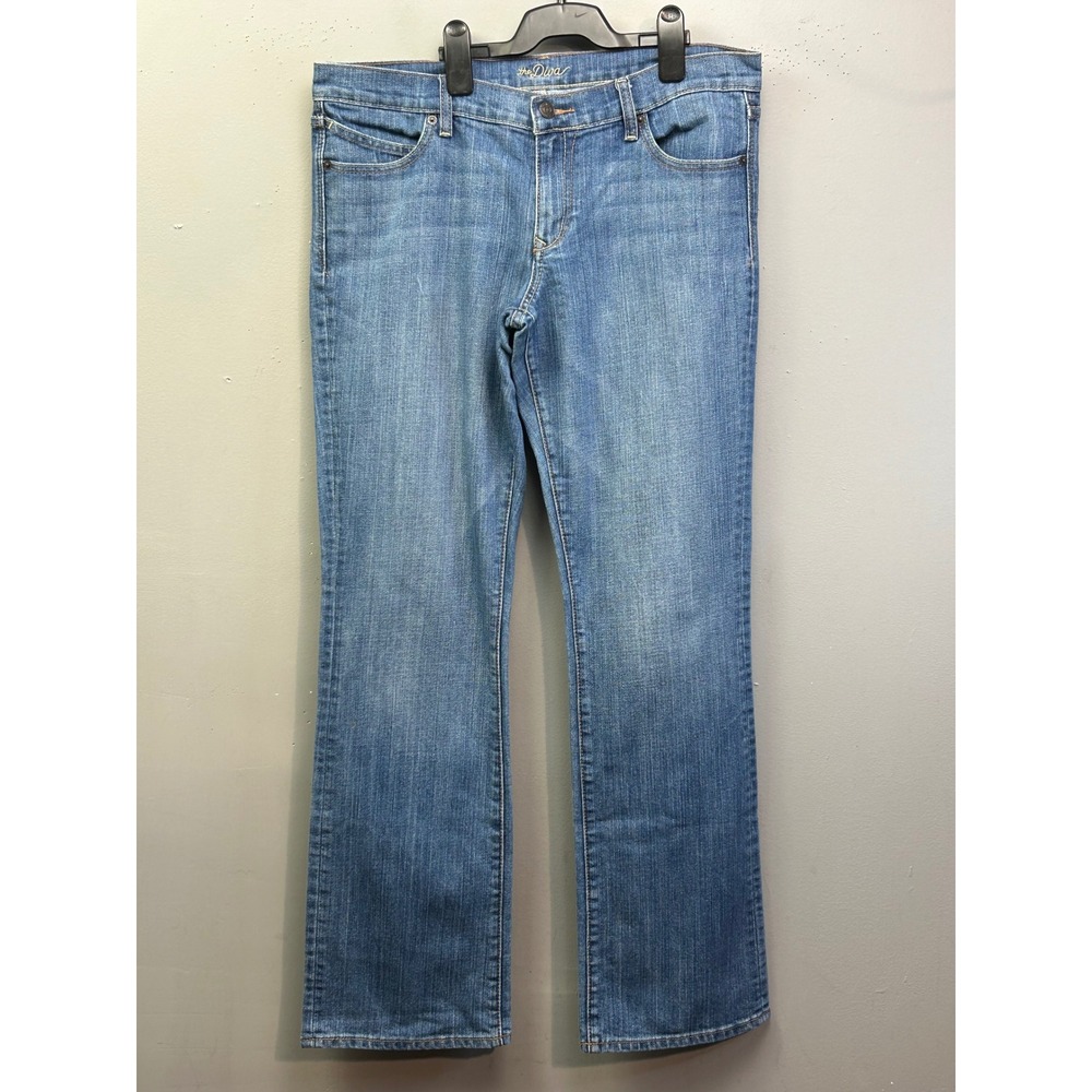 Old Navy Jeans Womens 12 Long Blue The Diva Bootcut Mid Rise Stretch Denim